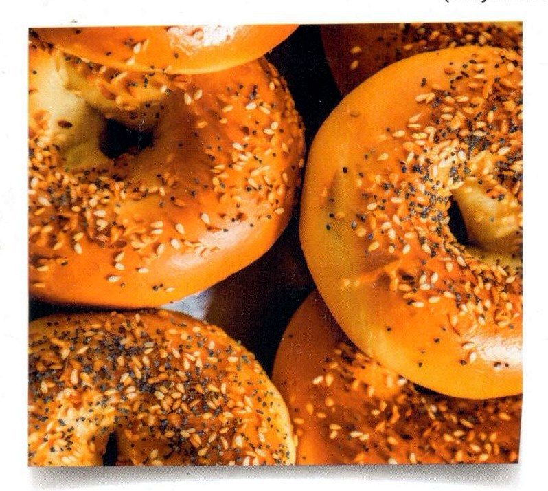 Tray of fresh everything bagels