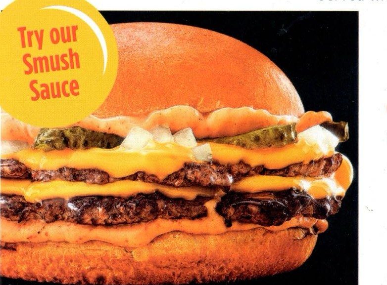 Double Smush Burger with American cheese and pickles